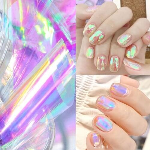 1 Bottle Nail Cellophane Sticker Glass Foil Film Ice Cube Manicure Fashion Spring Summer Nail Decoration Korea Nail Trend Design