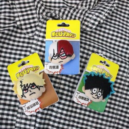 10pcs/lot Anime My Hero Academia Izuku Katsuki Shouto Plush brooch badge pin pendant toy Soft Stuffed dolls brooch Gift