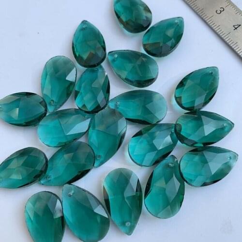 20Pc Blackish Green Facted Glass Teardrop CRYSTAL Beads 20mm DIY Chandelier Part Lamp Prisms DIY Spacer Connector