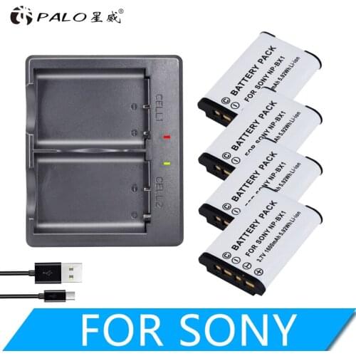 4Pcs NPBX1 NP-BX1 NP BX1 Battery Packs + LED Dual USB Charger for Sony DSC RX1 RX1 As100V M3 m2 HX300 HX400 HX60 HX60 GWP88