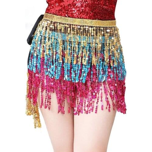 4 Layer Rainbow Sequins Tassel Cute Belly Dance Hip Scarf Fast Delivery Wholesale Good Quality