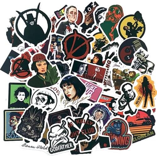 50pcs/set Classic Movie Pulp Fiction/Edward Scissorhands/Graffiti Sticker for Skateboard Laptop Bicycle Waterproof Decals