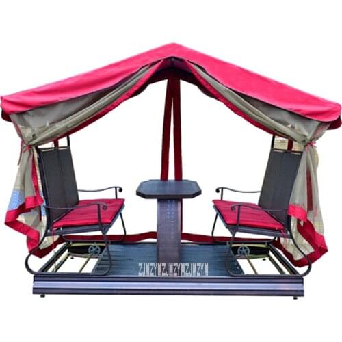 A245 Four-person Outdoor Rocking Chair Courtyard Balcony Iron Art Table Chair Rattan Hammock Hanging Chair Outdoor Swing