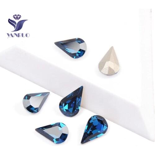 YANRUO 4300 Pear Montana Crystal Handicraft Accessories Rhinestones Sewn Crystal For Craft Rhinestone Stones With Claws