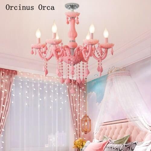 American Creative Candy Crystal Chandelier Girls Bedroom Childrens Room Lamp European Luxury Color LED Crystal Chandelier