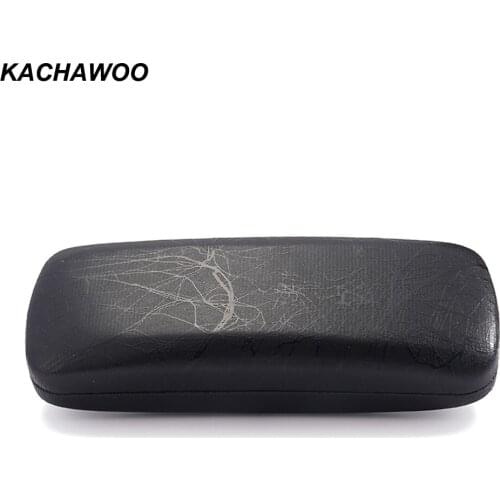 Kachawoo PU Leather Glasses Case Rectangle Flip Up Hard Case For Eyeglasses Reading Glasses Black White Accessories