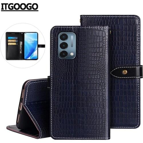 Case For OnePlus Nord N200 5G Case Cover Crocodile Grain Flip Leather Case For OnePlus Nord CE 5G Cover Business Phone Case