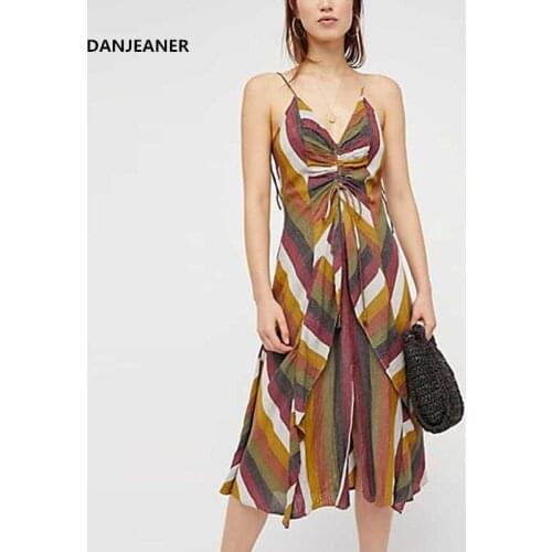 Летние платья в полоску DANJEANER China At AliExpress