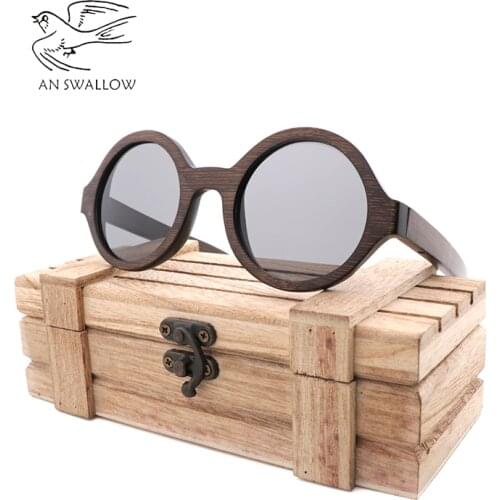 Lunettes de soleil fait main en bambou pour hommes avec cadre brun Protection UV polarisée UV400 à la main