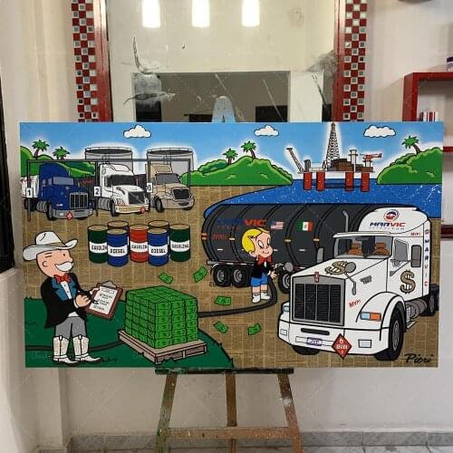 Home Decoration graffiti popular art Mike Mozart Unclehand painted Rich Canvas Painting Pictures Wall Art For Room