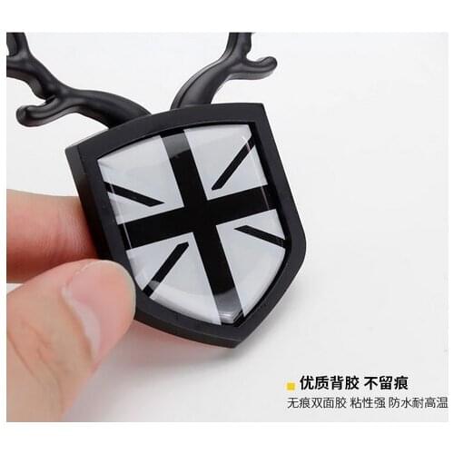 3D Black Gray Union Jack Auto Trunk Rear Fender Emblem Badge Decals Stickers Car Accessories