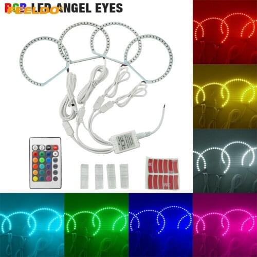 FEELDO 1Set Car RGB Multi-Color LED Headlight Angel Eyes Halo Ring Light Kit Wireless Remote Control For Lada VAZ 2106 #FD-1104