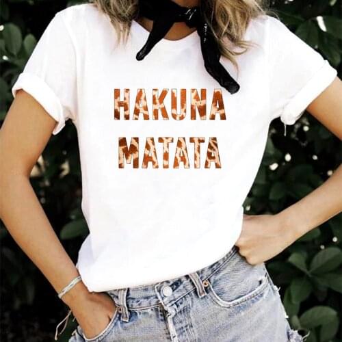 Hakuna Matata Series Women Clothes Kawaii Summer Casual Short Sleeve T-shirt Disney Anime Streetwear Harajuku T Shirt Female Top