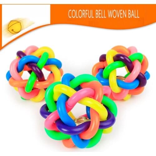 JCPAL Interactive Dog Toy Ball With Bell Funny Puppy Chew Toys Cats Training Tool Knitted Balls Teddy Bite-resistant Teeth