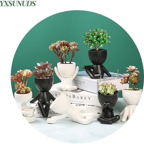 Ceramics Succulent Flower Pot Humanoid Pots for Plants Office Decoration Ornaments Home Decor Plant Planters Gift Dropshipping