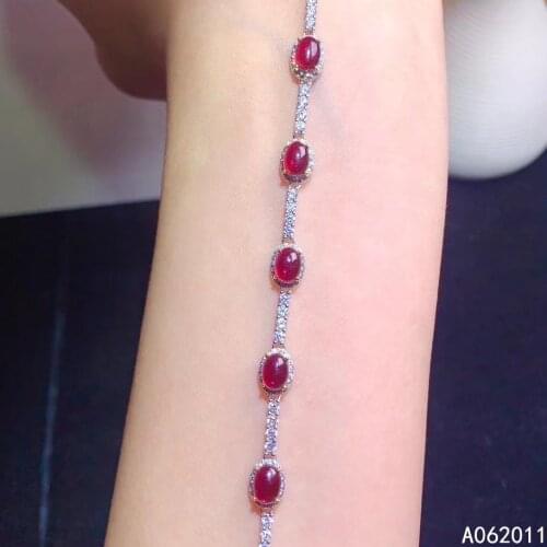 KJJEAXCMY fine jewelry natural Garnet 925 sterling silver lovely new girl hand bracelet support test hot selling