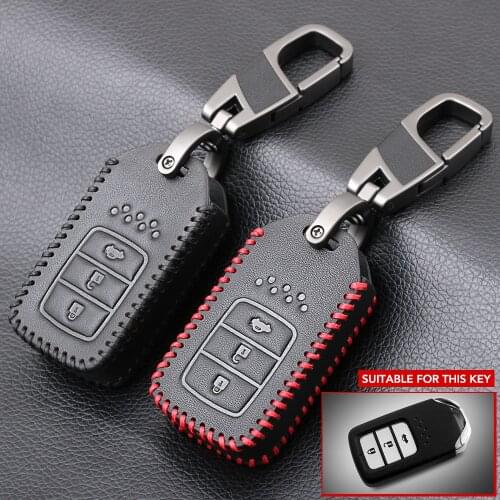3 Button Leather Car Remote Key Fob Pocket Cover Case For Honda Accord EX EXL Civic Crv Crz Hrv Pilot Ridgeline 2016 2017 2018