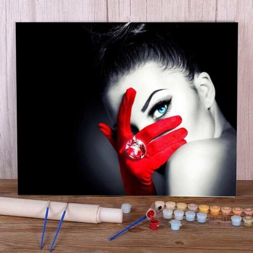 Red Umbrella Rose Flower Coloring By Numbers Painting Package Acrylic Paints 40*50 Canvas Pictures Home Decoration Wholesale