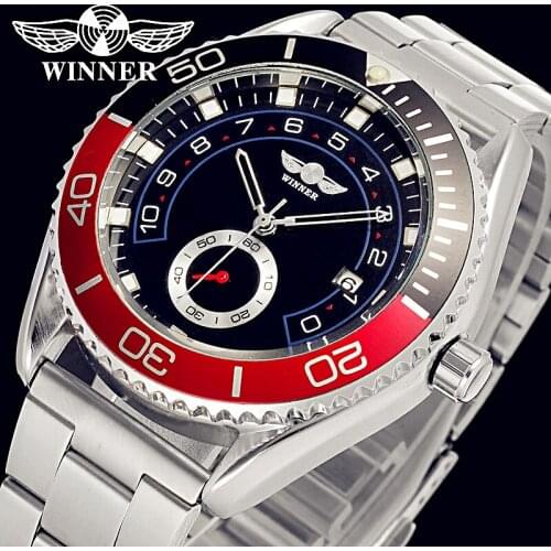 WINNER Top Luxury Brand Manufacturers Automatic Watch Skeleton Men Stainless Steel Mechanical Wristwatch Date Hours Clocks 2018