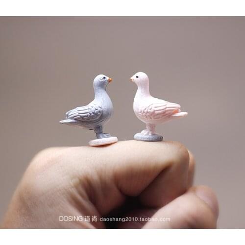 Miniature Small Animals Birds White Pigeon Gray Doves Fairy Garden Accessories Decoration Action Figure Figurine Model Toys
