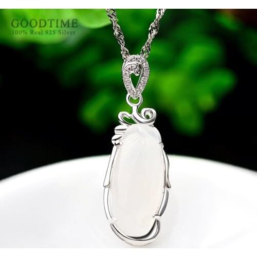 Fashion Real 925 Sterling Silver Necklaces Zircon Pendant Necklaces Chain Gift For Women Girl Jewelry