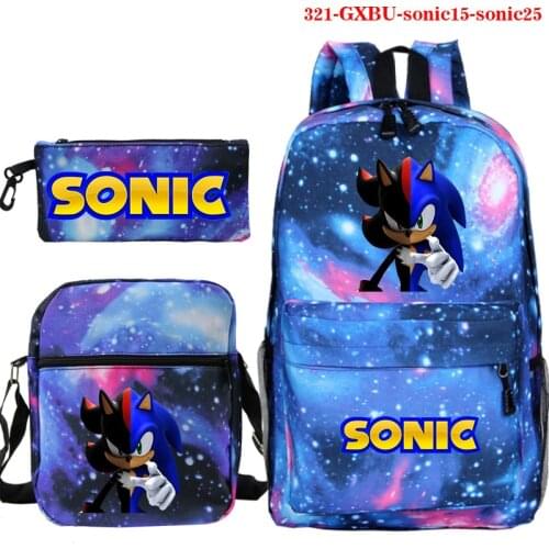 3 Pcs Set Cartoon Sonic Bookbag Backpack Kids School Bags Boy Girl Daily Bagpack Teens Large capacity Bag Men Laptop Mochilas