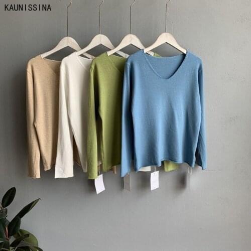 New Korean Style Women Tops Spring Autumn All-match Long Sleeve Loose Tee Top Curling Design Elastic Bottoming Shirt