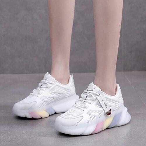 New Womens fashion Casual Chunky Sneakers Outdoor Breathable Ladies Sports Shoes Lace Up Comfortable Athletic Platform Shoes