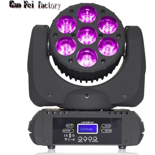 Lyre Beam Moving Head Dmx Stage Lighting Effect Dj LED Mobile Lamp7X12W RGBW Disco Party Lights