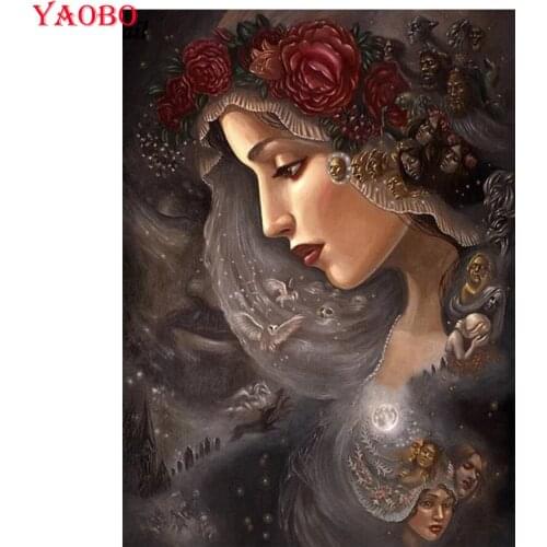 Full Square/round 5D DIY Diamond Painting Cross Stitch Fantasy women owl skull Diamond embroidery Mosaic decor rhinestone gift