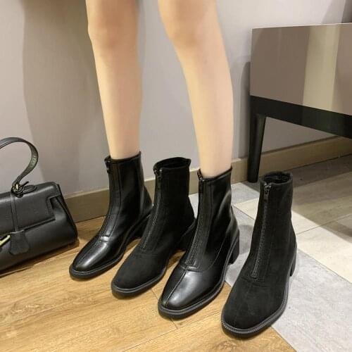 Martin boots womens boots autumn and winter new short boots womens tide British style zipper boots short boots 649