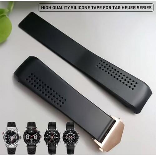 Silicone Watchbands Fit For TAG HEUER CARRERA Watch Accessories Waterproof Rubber Watch Bracelet 20/22/24 Watch Strap Watch Band