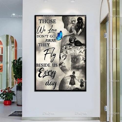 Mother And Daughter Retro Poster Memorial Gifts Mom Gifts Those We Love Don't Go Away Wall Art Prints Home Decor Canvas Gift