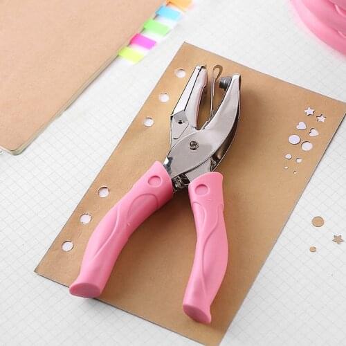 Hand-held W10 W11 Punch Heart w53 Single Hole for Greeting Cards Scrapbook Notebook Puncher Hand w51 with Pink Grip
