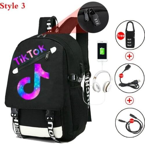 TIK TOK Women Backpack USB Charge Computer Backpack Waterproof School Bag for Teenagers Girls Boys Daily TIK TOK Mochilas
