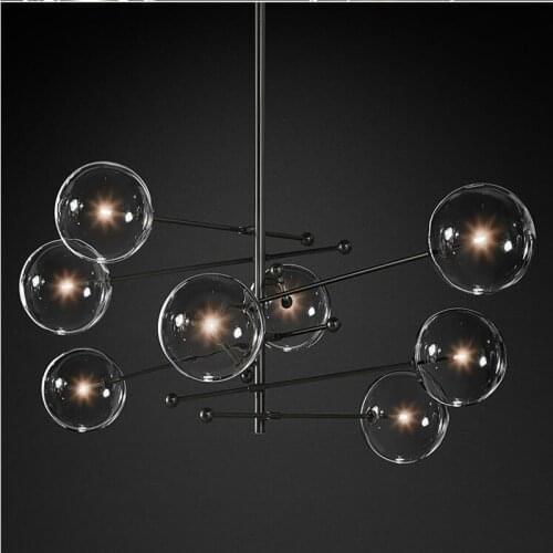 Glass bubble chandelier Lamp Kitchen Dining room Shopping mall Bar RH Italian Designer lamp Chandelier Black Gold Chandelier