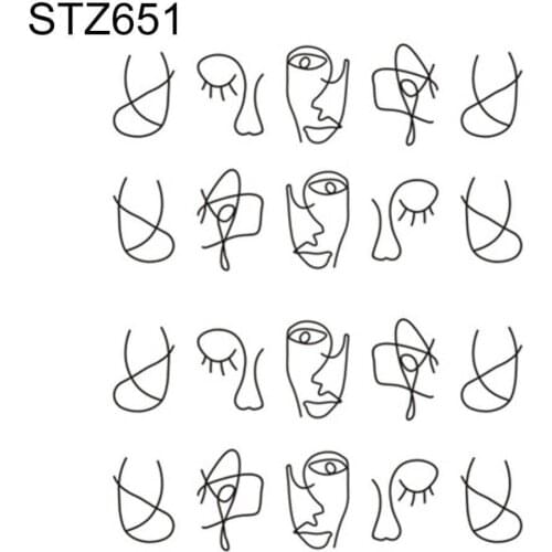 1PC Nail Sticker Cool Floral Feather Simple Drawing stickers Nails Accessories Black White DIY Nail Art Decor Manicure Sticker