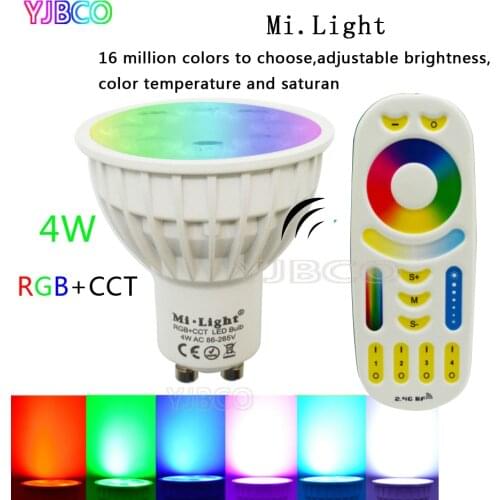 Miboxer LED Bulb GU104W Dimmable LED Lamp Light RGB+Warm White+White (RGB+CCT) Spotlight Indoor Living Room, AC86-265V