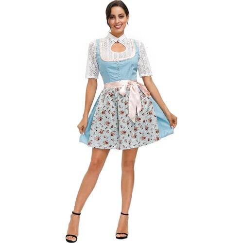 Umorden Traditional Bavarian Octoberfest German Beer Wench Girl Costume Dirndl for Women Halloween Costumes Fancy Dress