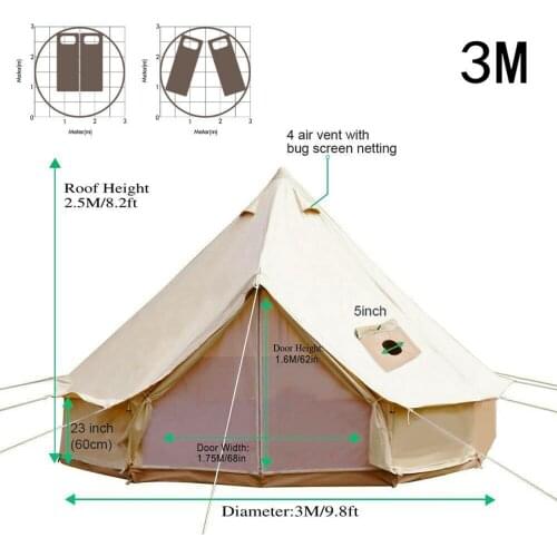 VEVOR Bell Tent Cotton Canvas Tent 9.84ft with Wall Stove Jacket Glamping Tent Family Camping 4 Season Waterproof Yurt Tent