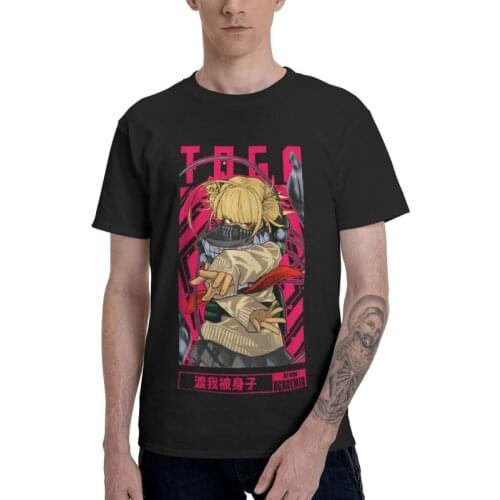 Vintage Himiko Toga Waifu Anime Tshirt Men Streetwear Tee Tops 100% Cotton T Shirt Short Sleeve MHA My Hero Academia T-shirts
