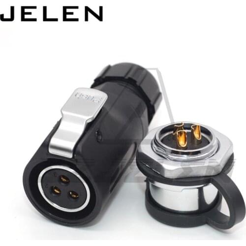 XHE20, Waterproof Connector 3 pin Solar Power Cable Circular Industrial Male socket Female Plug IP67