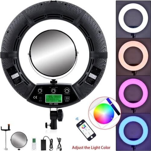 Yidoblo Black FC-480 RGB LED Ring Light LED Video Makeup Lamp Photography Movie film Studio broadcast Ring lamp +2M stand+ bag