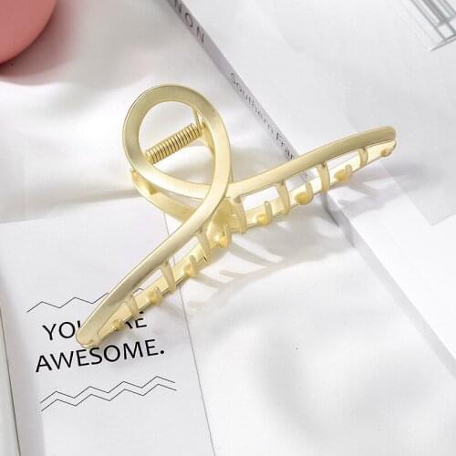 Matte Europe America Fashion Big Size Shower Gold Metal Women Hairpin Simple Large Hair Claw Clip