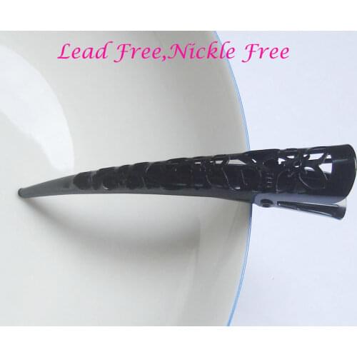 20PCS 8.0cm 3.15" black Filigree Flower pattern Plain Metal Beak Clips for hairdressing salon at nickle free and lead free
