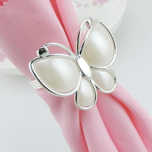 12pcs Butterfly Napkin Rings Hotel Restaurant Napkin Ring Metal Weddings Party Serviette Table Decoration Napkin Holders