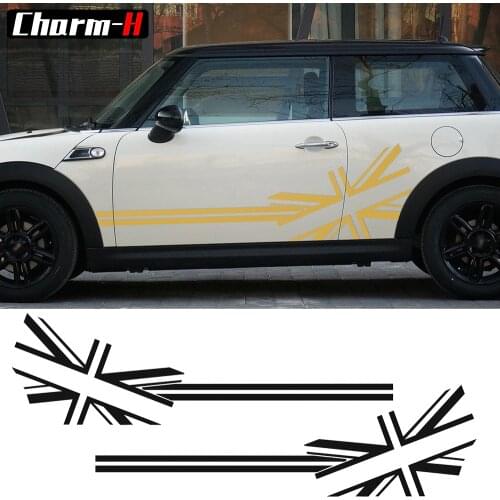 2pcs Union Jack Flag Side Stripes Door Side Decal Stickers for BMW MINI Cooper S Countryman R60 F60 F55 F56 R56 Paceman R61 R50