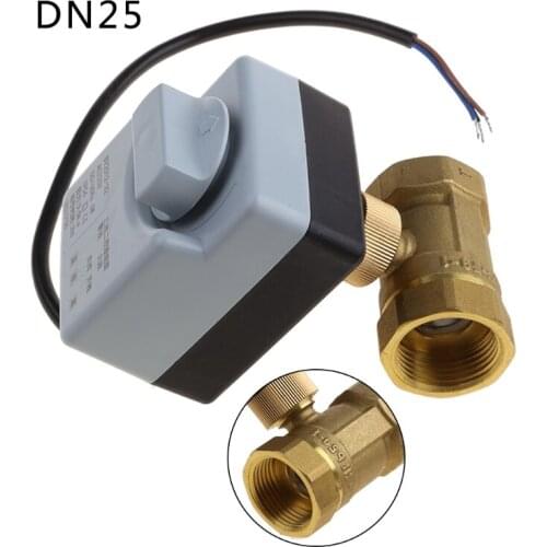 AC220V DN25 2 Way 3 Wires Brass Motorized Ball Valve Electric Actuato With Manual Switch