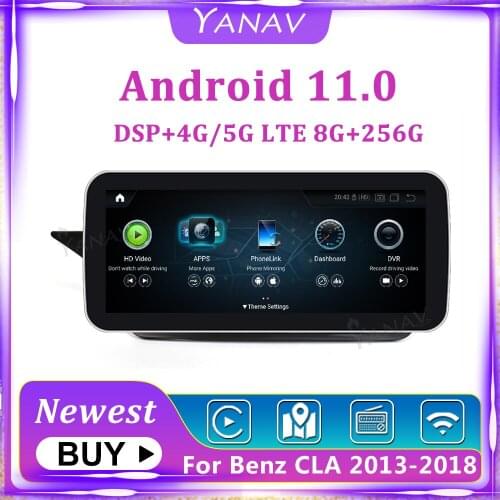 12.3 Inch Android 11 Stereo Car Radio For Mercedes-Benz CLA W117 2013-2014 W118 2015-2018 Receiver GPS Navigation Multimedia