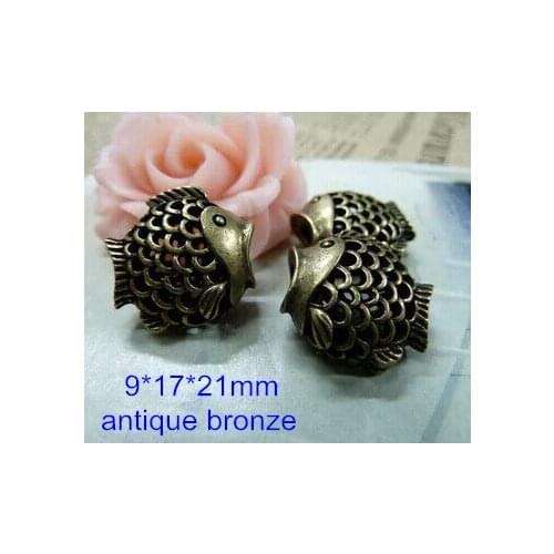 Free Shipping -12 pcs Antique Bronze Metal Filigree Goldfish,9*17*21mm,Vivid Goldfish Charm Pendant,Vintage Accessories